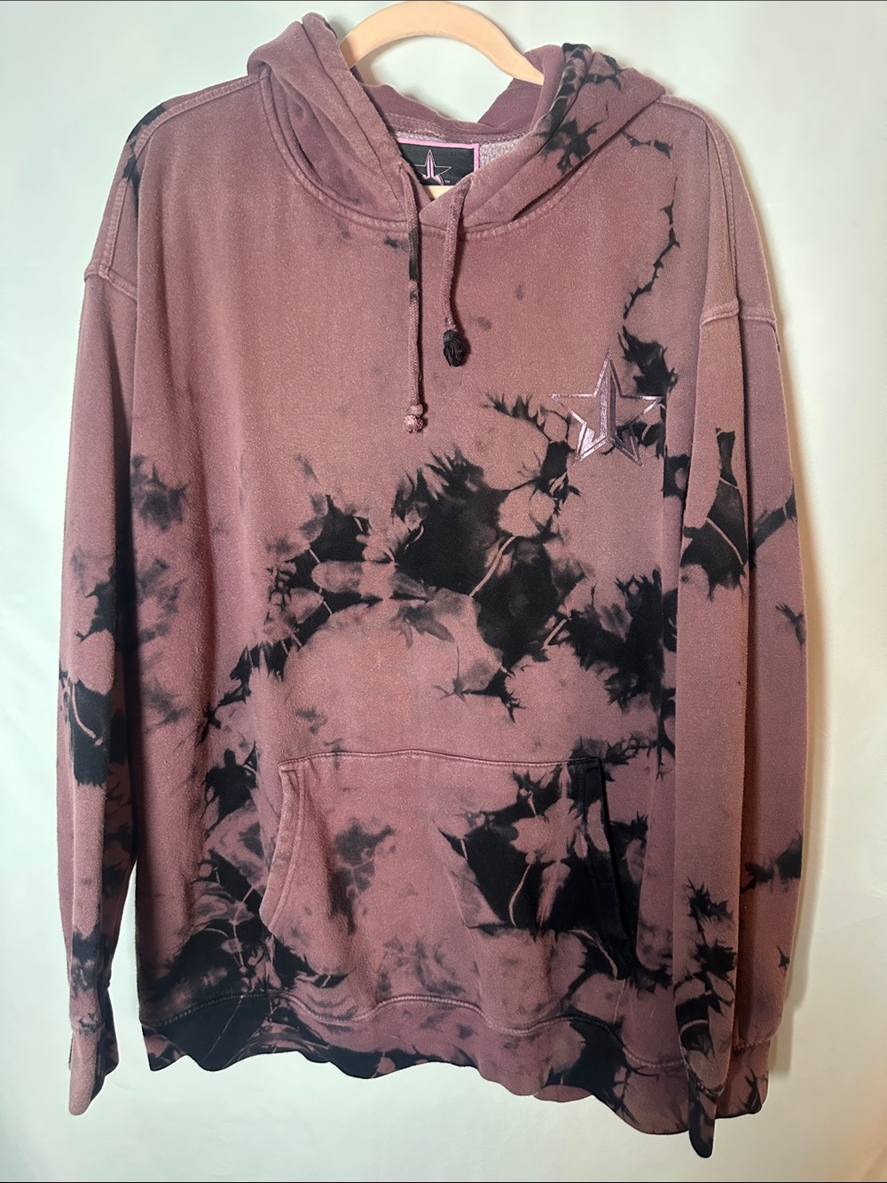 Jeffree Star Dusty Rose and Black Tie-Dye Hooded Sweatshirt
